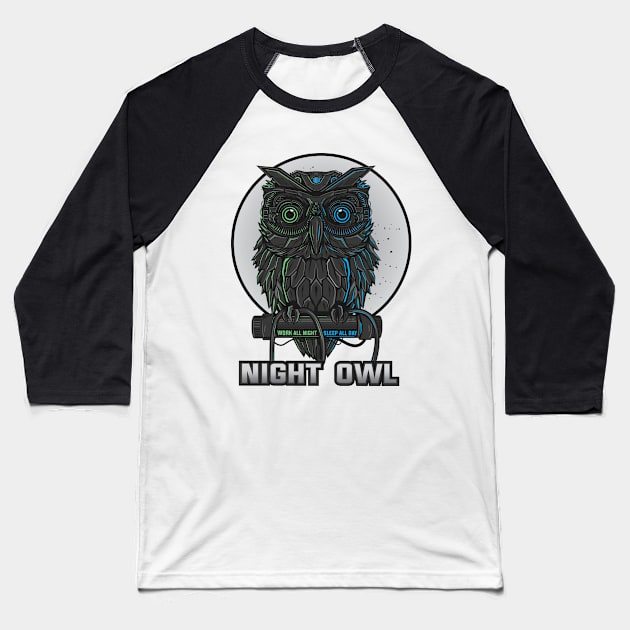 Night Owl 2.0 Baseball T-Shirt by aimey